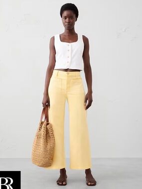 WIDE-LEG HIGH-RISE PATCH POCKET CROPPED JEAN